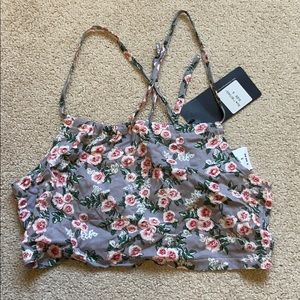 LF Floral Open-Back Crop Top